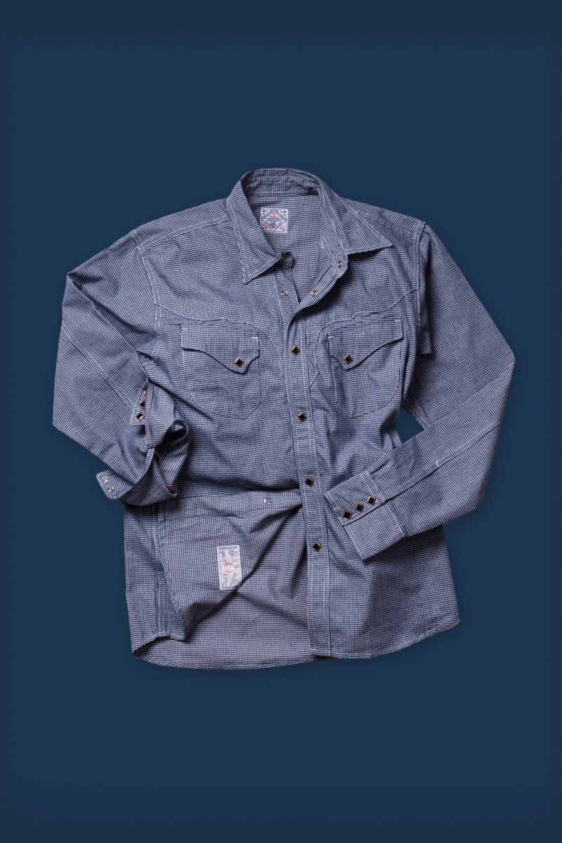 Work Shirt Type VIII - 7 Oz Indigo Houndstooth - Main Image